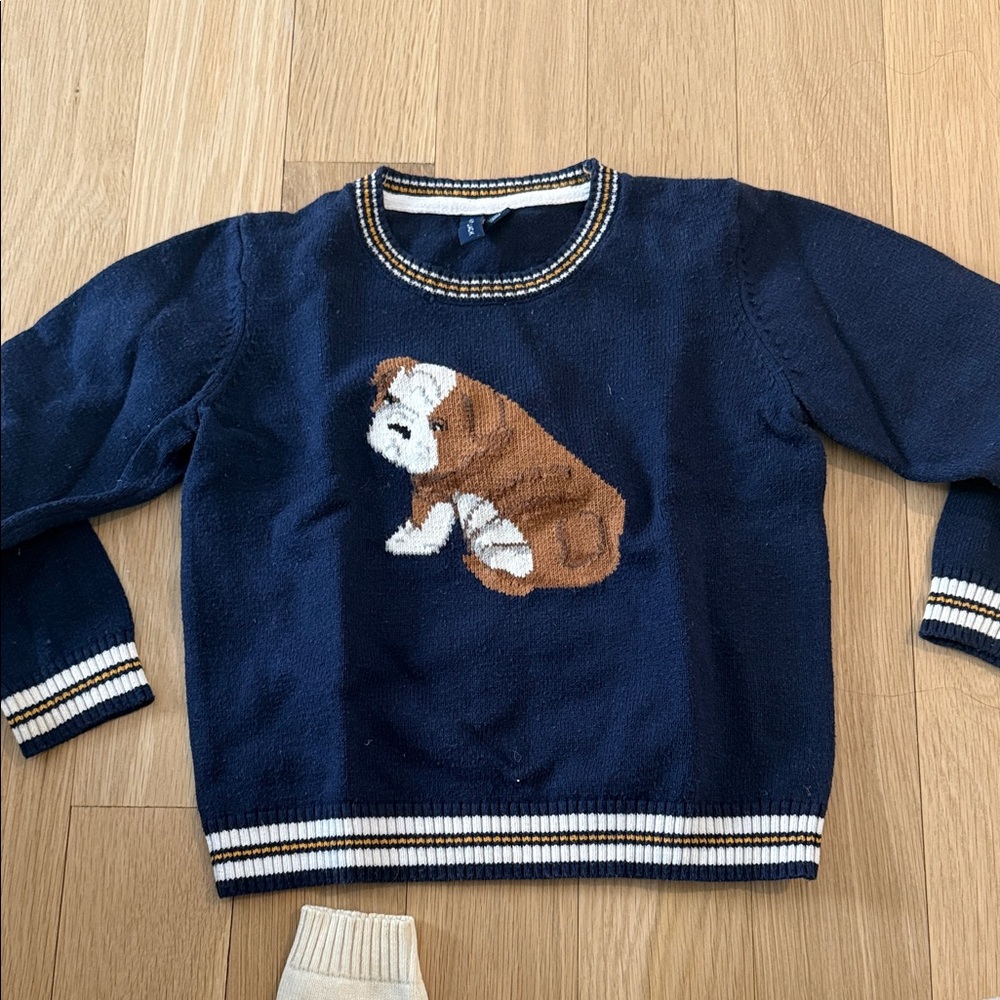 Janie and Jack Navy Bulldog Sweater